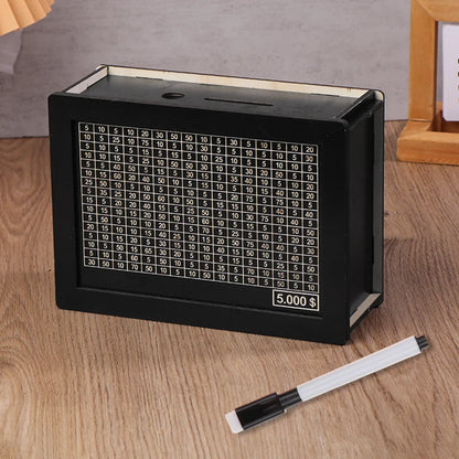 USD Black Reusable Piggy Bank with Money Goal Counter - DIY Savings Box to Build Good Habits