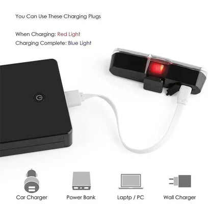 Waterproof LED Bicycle Rear Light – USB Rechargeable Tail Light for Cycling Safety, Available in Red, Blue, and White