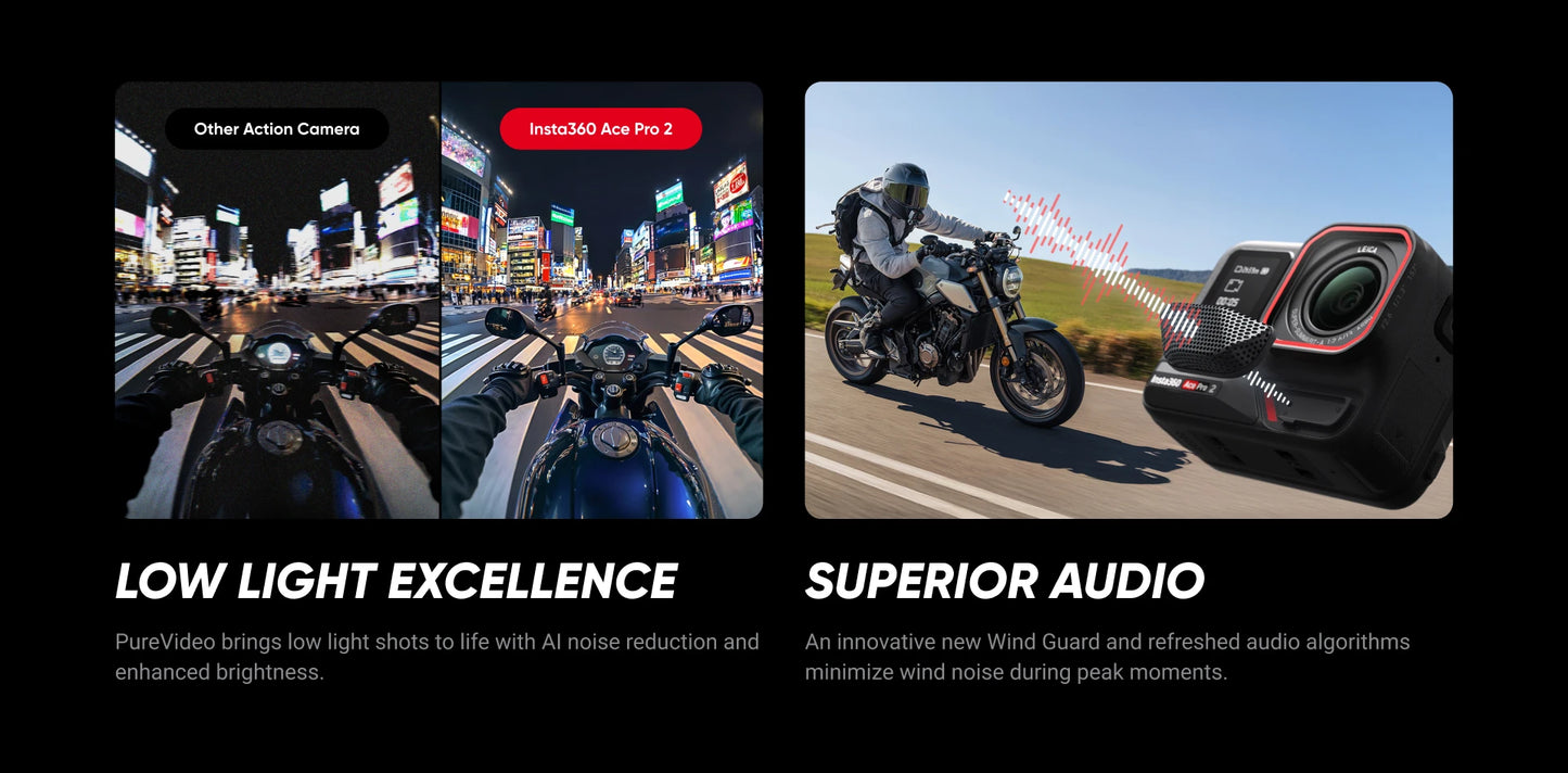 Insta360 Ace Pro 2 – 8K Waterproof Action Camera Co-Engineered with Leica, 1/1.3" Sensor, Dual AI Chip, Superior Low Light Performance