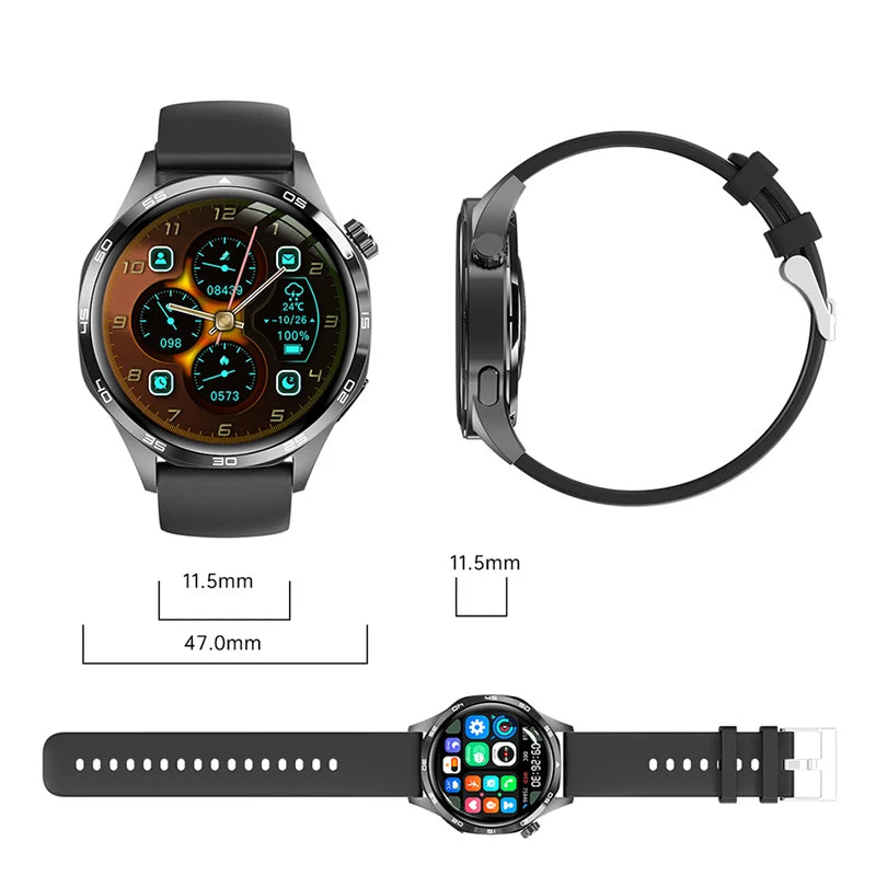2025 GPS NFC Smartwatch for Men – 360x360 AMOLED HD Screen, Bluetooth Call, Waterproof, Compatible with Huawei Watch 5 Pro