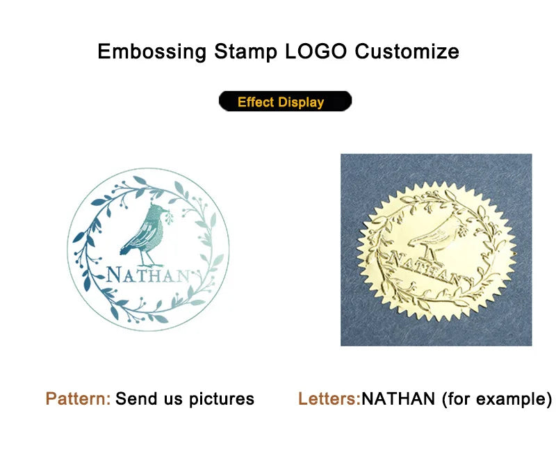 Custom Logo Embossing Stamp Machine – Personalized Emblem Seal for Wedding, Library, Book & Paper Stamps