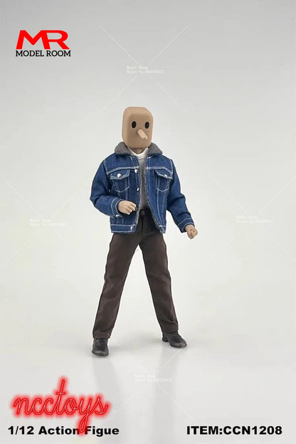 CCN1208 1/12 Scale Male Action Figure Clothes – Lamb Down Denim Jacket, T-Shirt & Casual Pants for 6" Notaman GWtoys Soldier Model