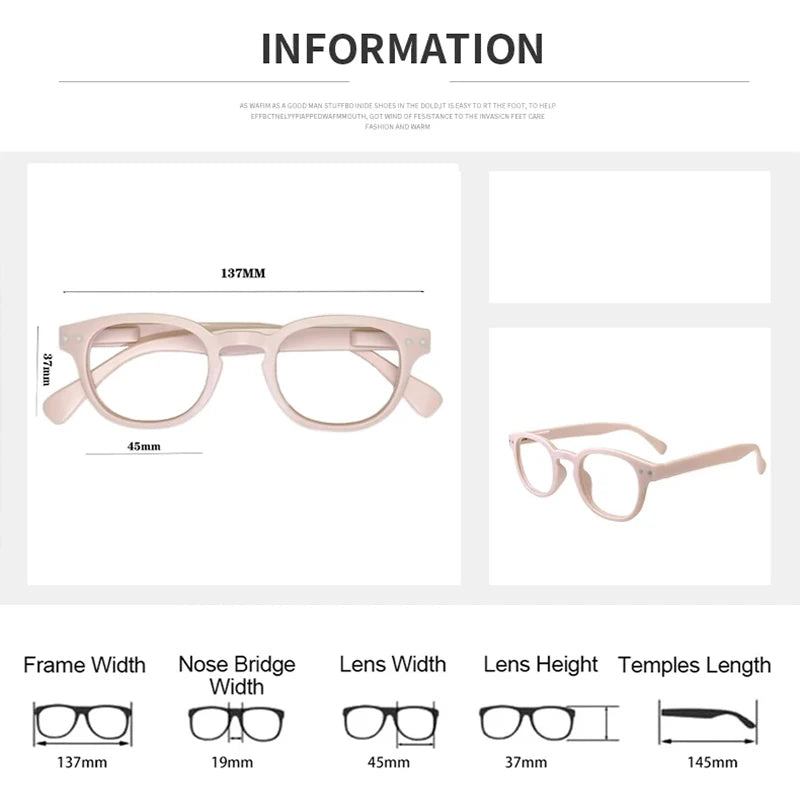 May Flower Fashion Reading Glasses for Women & Men – Round Shape with Spring Hinge, Diopter +4.00