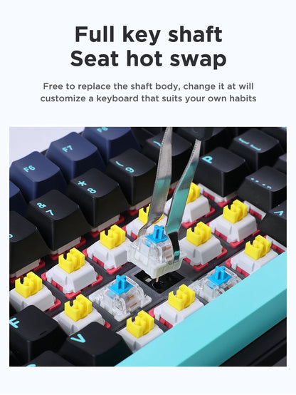 AULA F87 Pro Tri-Mode Mechanical Gaming Keyboard – Wired, 2.4G Wireless, Bluetooth, 87-Key RGB Hot-Swappable PBT, 8000mAh