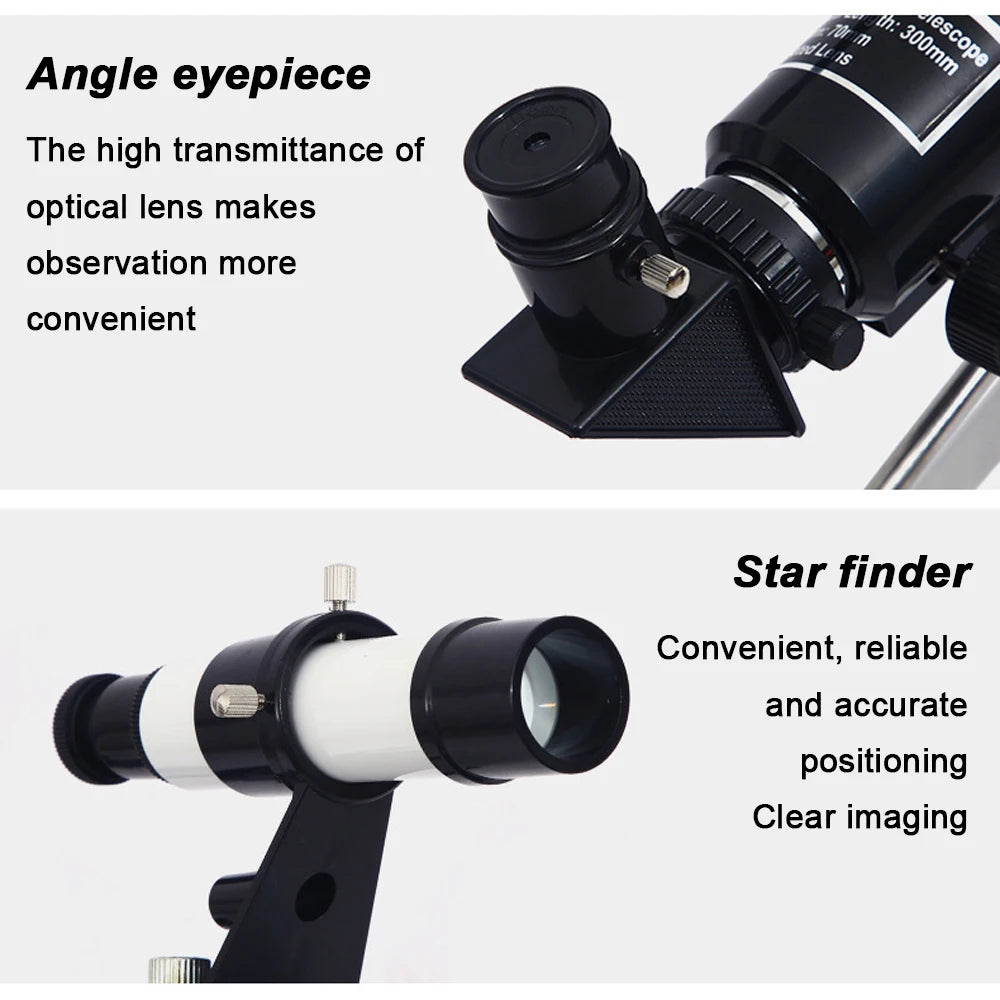 150X Astronomical Telescope – 70mm Refractor Portable Travel Scope with Phone Adapter & Wireless Remote
