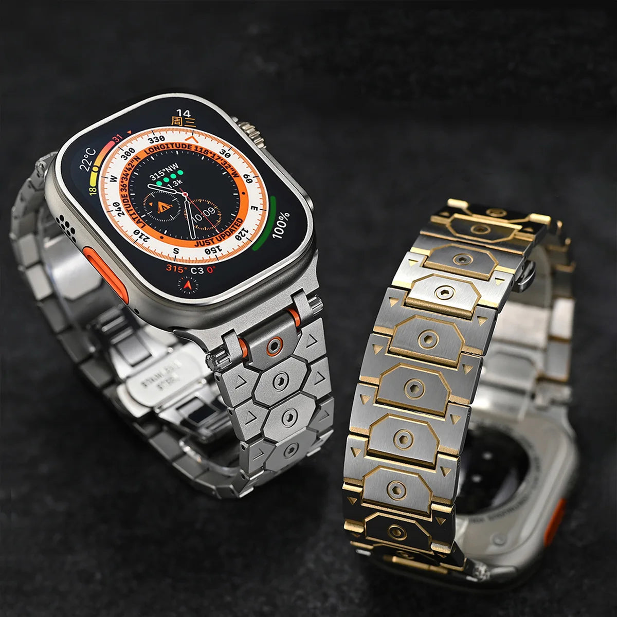 Luxury Titanium Metal Strap for Apple Watch — Stainless Steel Bracelet for Series 5-10 Ultra 2 (42mm-49mm)