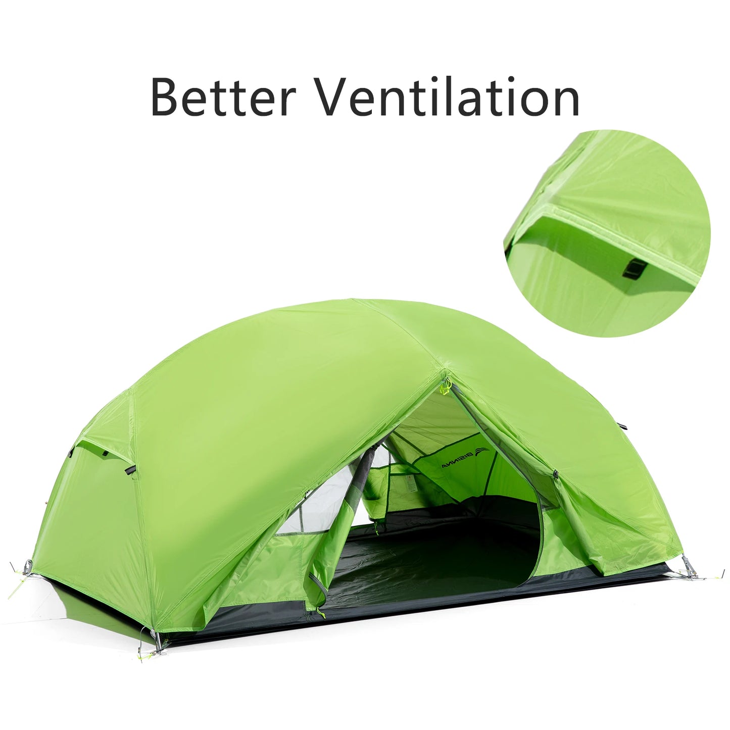 BISINNA 2-Person Ultralight Camping Tent – 20D 380T Nylon, Double Layer Waterproof Backpacking Tent for Hiking & Travel with Free Mat