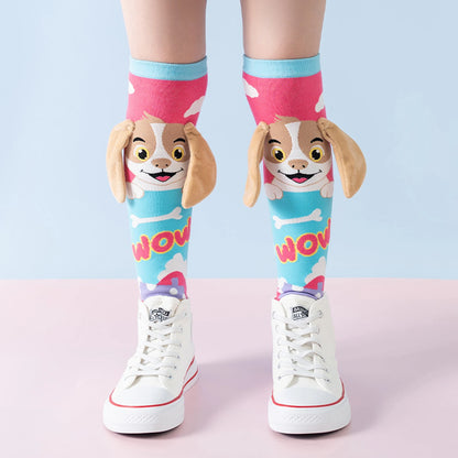 Cute 3D Cartoon Animal Knee-High Socks – Dog, Rabbit & Penguin Long Socks for Kids Party & Festival