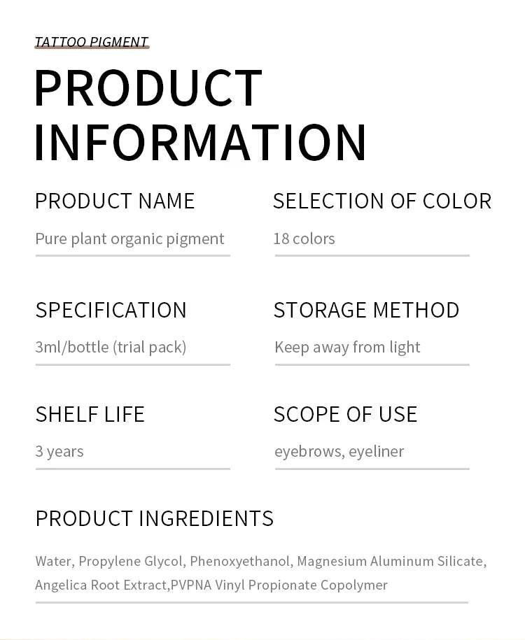 AIMOOSI 18-Color Eyebrow Micropigmentation Pigment — Semi-Permanent Organic Tattoo Ink for Eyeliner & Makeup Supplies