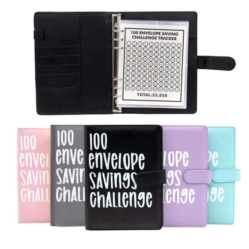 100 Day Couple's Challenge Journal – PU Leather Loose-Leaf Savings Book with Magnetic Buckle, Save & Make Money Notebook