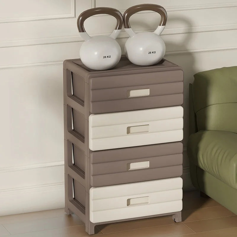 13.78" Wide Rolling Drawer Storage Cabinet — 3-6 Tier Mobile Organizer with Wheels, Gray or Brown for Living Room & Bedroom