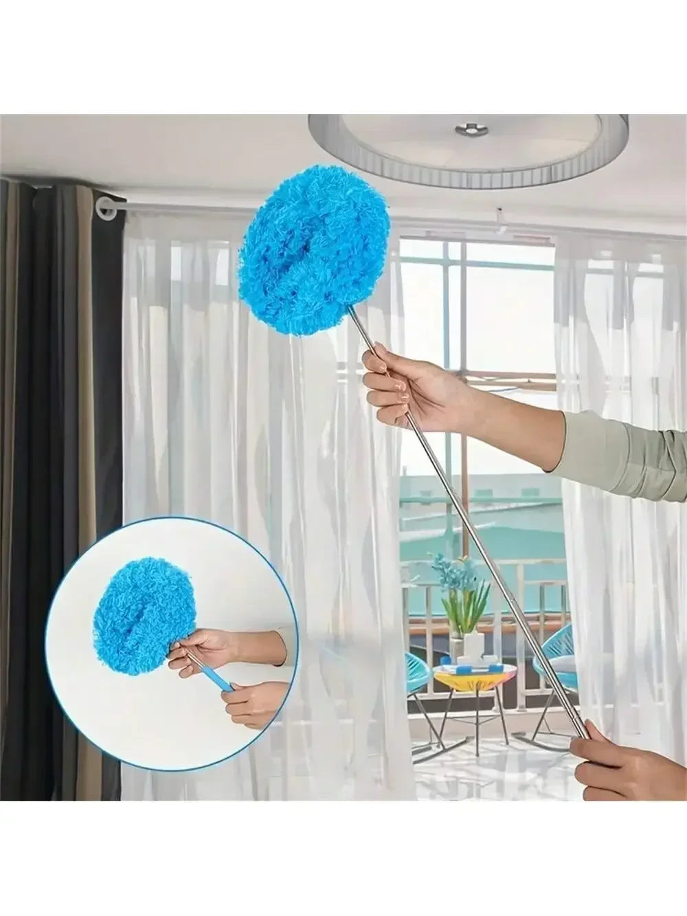 Extendable Microfiber Ceiling Fan Duster – Long Handle Dust Locking Reusable Cleaning Brush