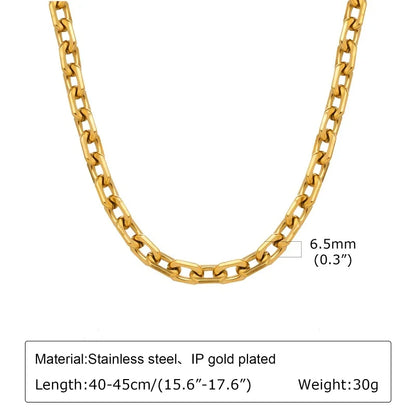 Chunky Gold-Plated Link Necklace — Stainless Steel Oval Chain Choker for Women, Minimalist Jewelry