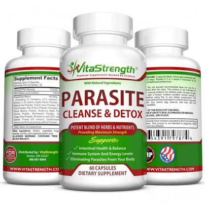 Intestinal Detox Capsules – Black Walnut & Wormwood for Parasite & Intestinal Worm Elimination, 60 Count