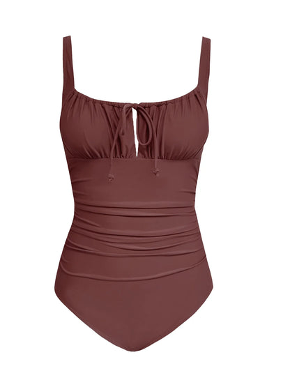 Cupshe Square Neck Drawstring One-Piece Swimsuit – Sexy Back Hook Monokini Beachwear for Women