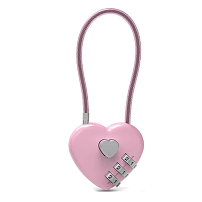 Love-Shaped Heart Code Padlock – Wedding Gift with Password Lock, Long Wire Rope for Trolley Case & Security