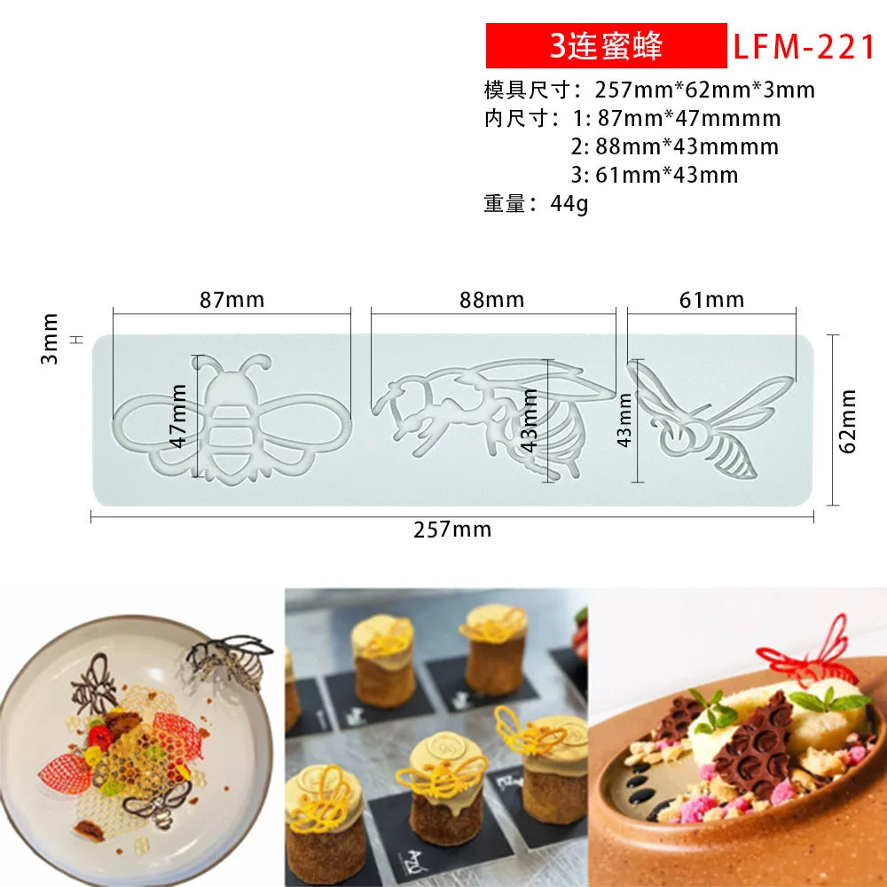 Various Leaves & Geometric Flower Silicone Cake Lace Mold — Cake Decorating Border Tool for Baking
