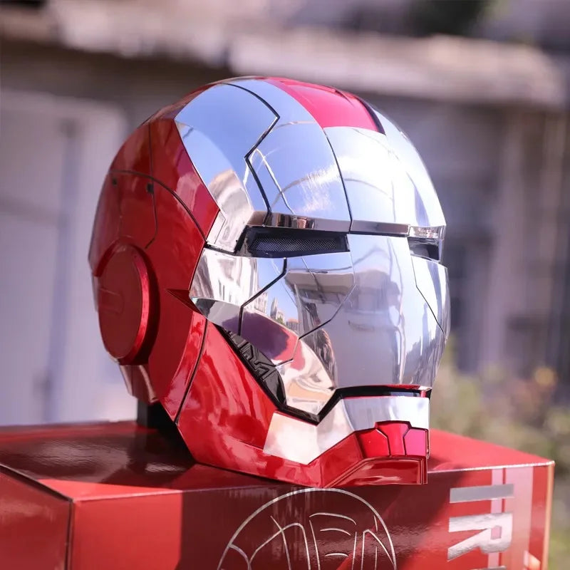 1:1 Iron Man Helmet Mk5 to Mk50 – Avengers War Machine Cosplay with Electric Open/Close, English Voice & Remote Control, Christmas Gift Toy