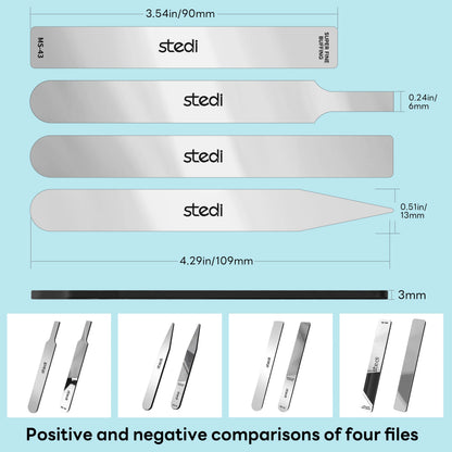 Stedi Model Polishing Tools – 4 PCS #10000 Grit Glass Files for Plastic Gundam Models, Precision Mirror Grinding