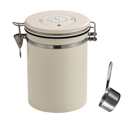 Coffee Bean Vacuum Sealed Jug — Stainless Steel Airtight Food & Grain Storage Container for Kitchen, Portable Canister