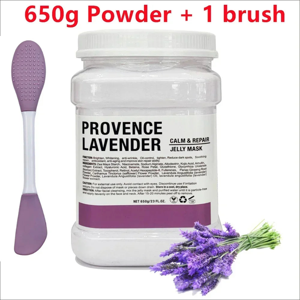 650g Chamomile Hyaluronic Acid Facial Moisturizing Mask Powder with Silicone Brush, Rose Jelly Mask for Skin Elasticity