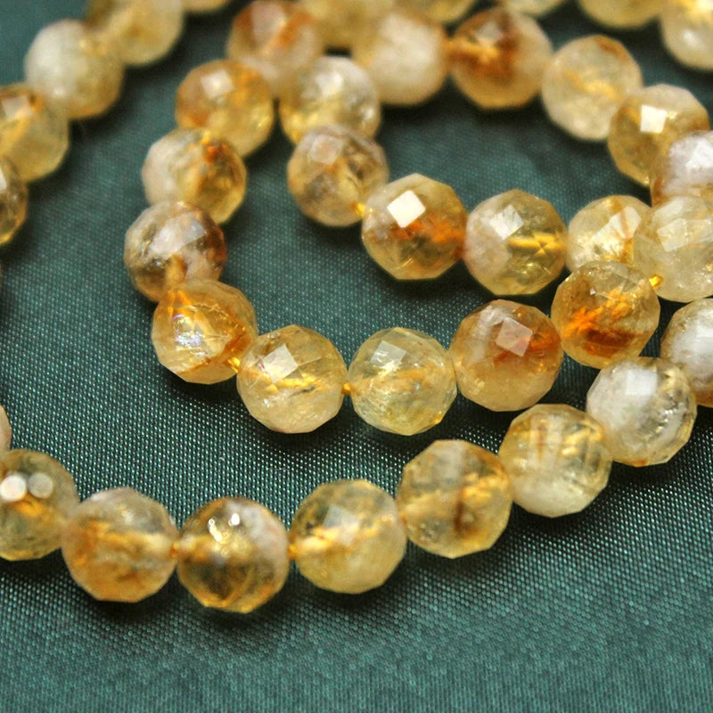 Natural Citrine Crystal Round Beads - DIY Loose Gemstone Beads for Handmade Bracelets & Necklace Jewelry Making