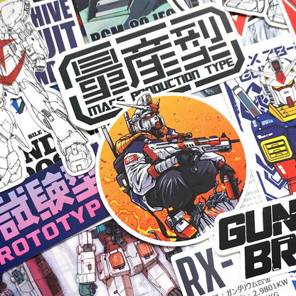 Bandai Gundam Mobile Suit Stickers - 20/21-Piece Waterproof PVC Decal Set for Laptops, Suitcases and Skateboards