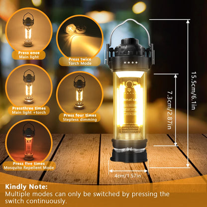 DOTWISE 3000mAh Retro Camping Lantern - Portable Waterproof Outdoor Tent Light & Decorative Atmosphere Lamp