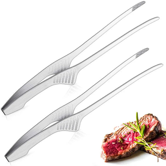 Stainless Steel BBQ Tongs – Non-Slip Cooking & Serving Utensil for Grilling, Salad, Camping & Buffet Use