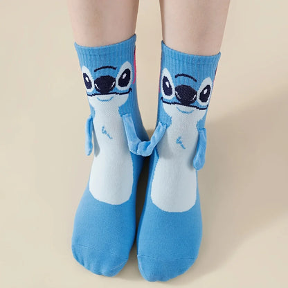 Disney Stitch Hand-in-Hand Sock Magnet — Fun Cartoon Fashion, Soft & Comfortable Christmas Stocking Toy Gift for Kids & Adults