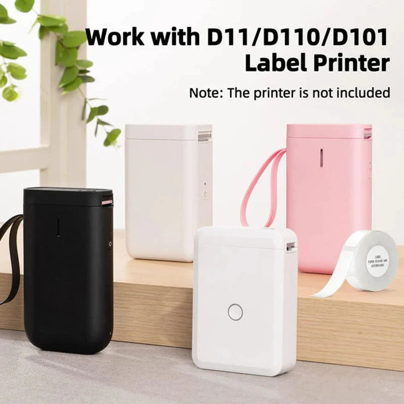 Niimbot D11/D101/D110 Mini Portable Thermal Label Printer – White Waterproof Anti-Oil Sticker Paper, No-Glue Bluetooth Sticker Printer