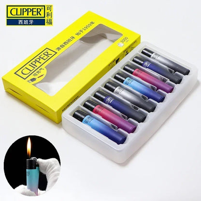 Original Spanish Clipper Refillable Gas Lighter – Personality Pattern 8-Piece Boxed Set Smoking Collection Gift Wholesale Lighter Pack