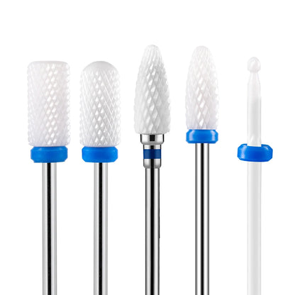 5PCS Ceramic Nail Drill Bit Set - Electric Milling Cutter Bits for Manicure & Pedicure Nail Machine Accessories
