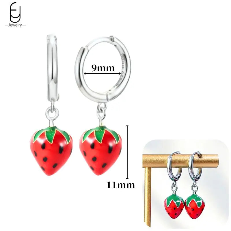 925 Sterling Silver Earrings for Women – Cute Starfish & Shrimp Pendant, Red Chili & Star Enamel Gold Fashion Jewelry
