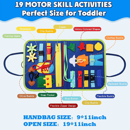 Montessori Toddler Busy Board – Educational Activity for Dress Motor Skills, Baby Learning Toy for Travel