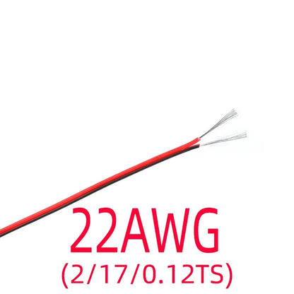 2 Pin Electrical Wire – Tinned Copper 18/20/22/24/26 AWG PVC Insulated Red & Black Cable for LED Strip Extension