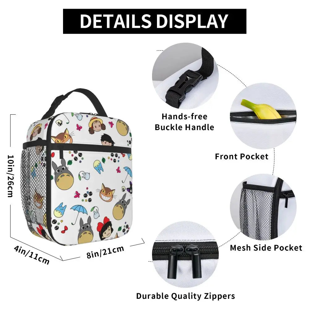 Totoro Miyazaki Anime Insulated Lunch Tote Bag – Portable Thermal Cooler for School & Office