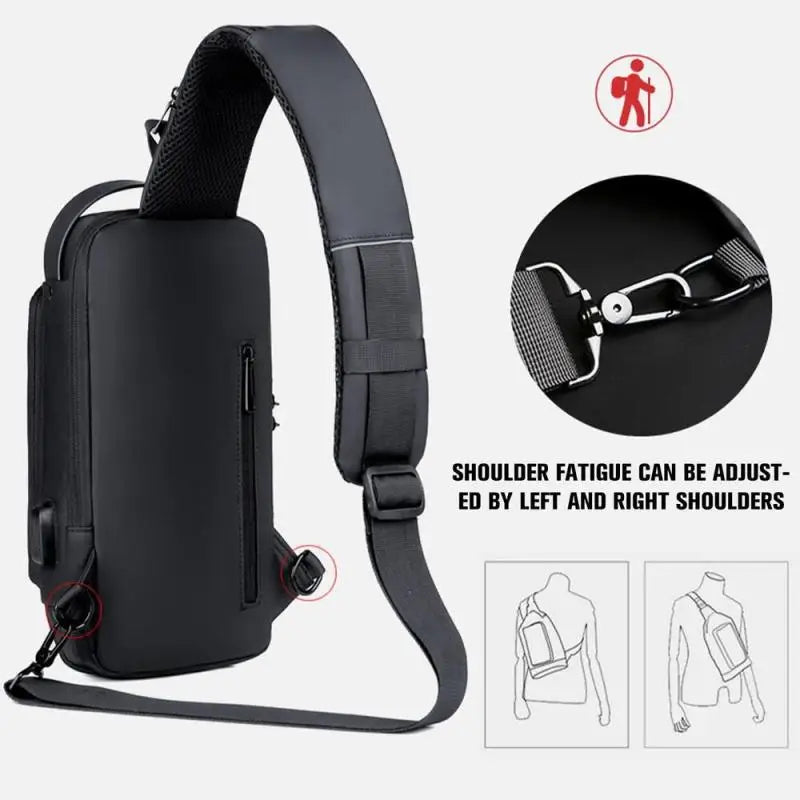 Newest Men's Anti-Theft Chest Bag - Shoulder Crossbody with USB Charging, School, Short Trip, Messenger, and Gym Sports Pack