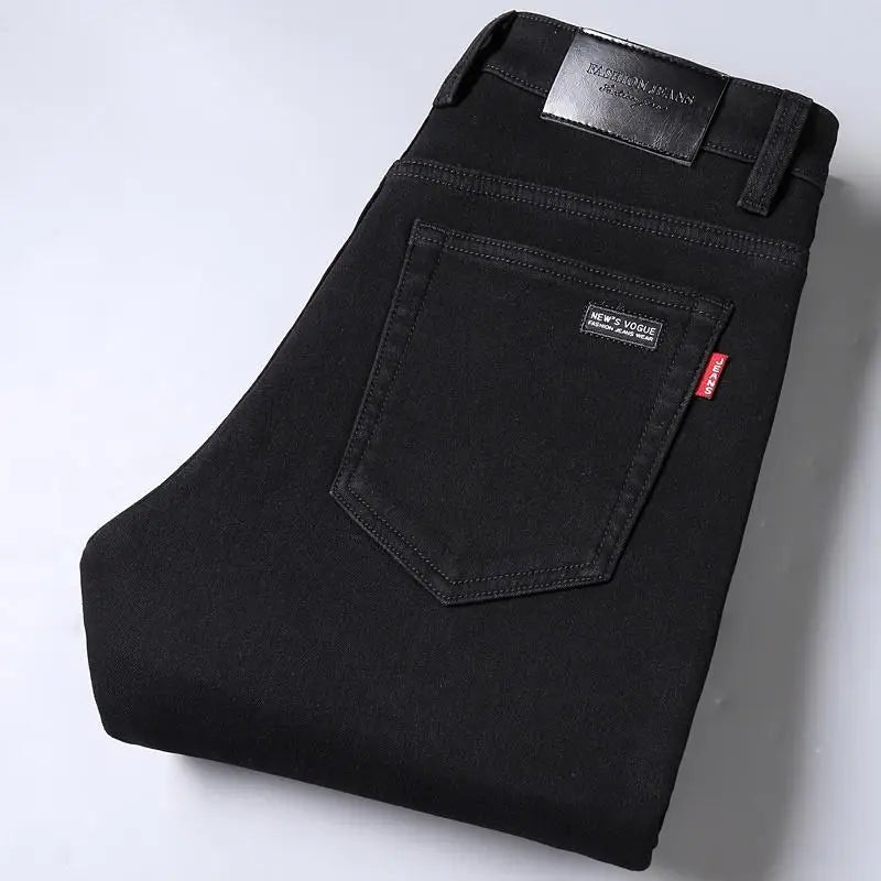 Big Size Men’s Black Jeans – Wide-Leg Denim Pants for 45–150kg, Comfortable Fit Hombre Trousers