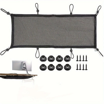 8-Hole Socket Cable Management Net – Under-Desk Cord Organizer Mesh for Flexible Wire and Cable Storage