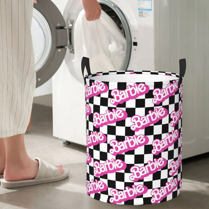 Custom Barbie Logo Laundry Basket – Collapsible Large Capacity Clothes Storage Bin, Disney Baby Hamper