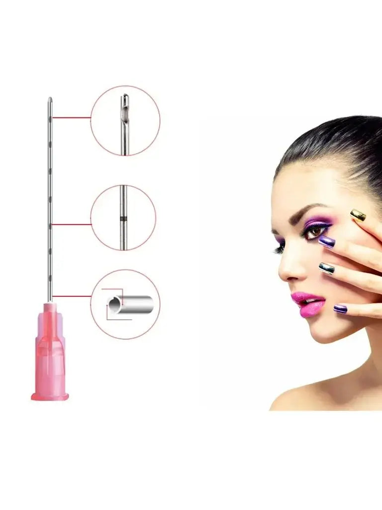 20PCS Disposable Non-Toxic Blunt/Sharp Mono Screw Cannula – 18g, 19g, 100mm for Filler Injection, Face, Nose, Neck & Body Lift