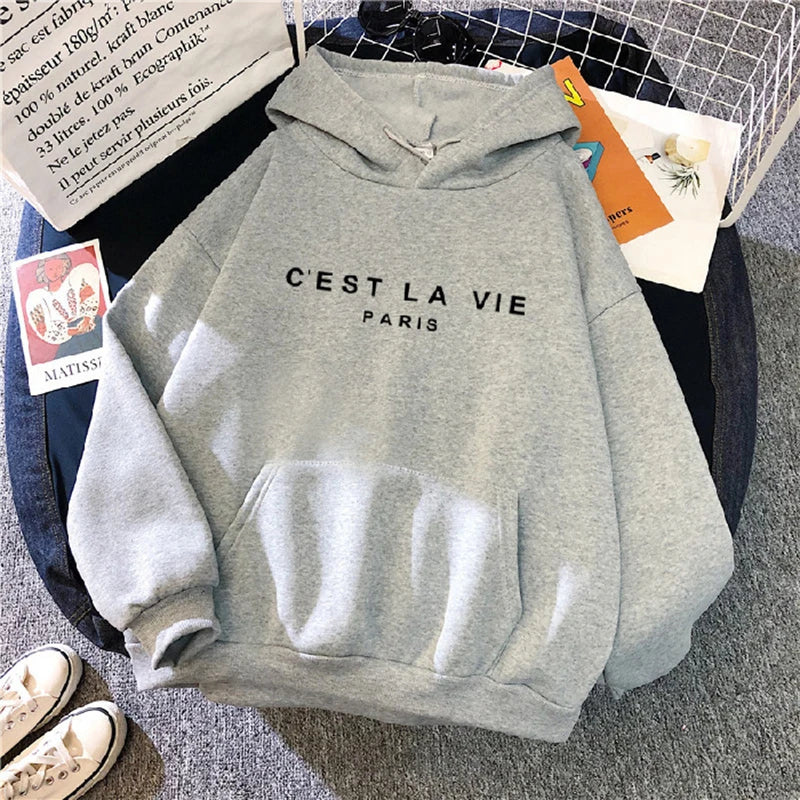 Women's Casual Print Loose Hoodie – Spring Long-Sleeve Harajuku Pullover Sweatshirt, Streetwear Style