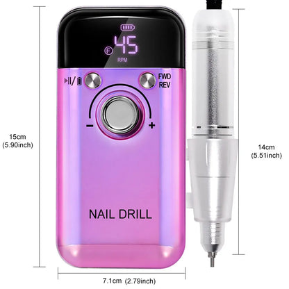 45000RPM Electric Nail Drill – Professional Rechargeable Nail File for Gel Nails, Portable Manicure Tool