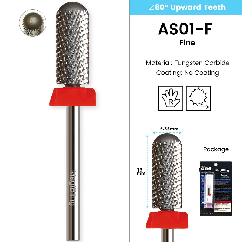 Gold Tungsten Carbide Nail Drill Bits – Large Barrel Milling Cutter, Pro Reversed Durable Grinding & Polishing Tools Accessories 4XC