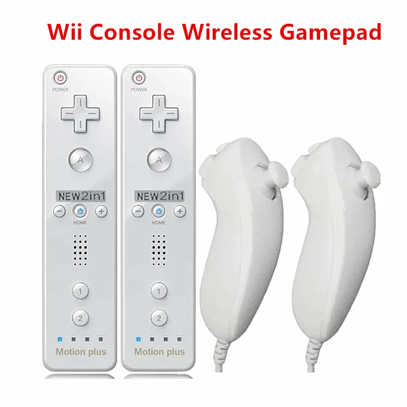 Wii Remote Controller Gamepad with Nunchuck Controller Set - Motion Plus Remote Controller for Nintendo Wii Games Control