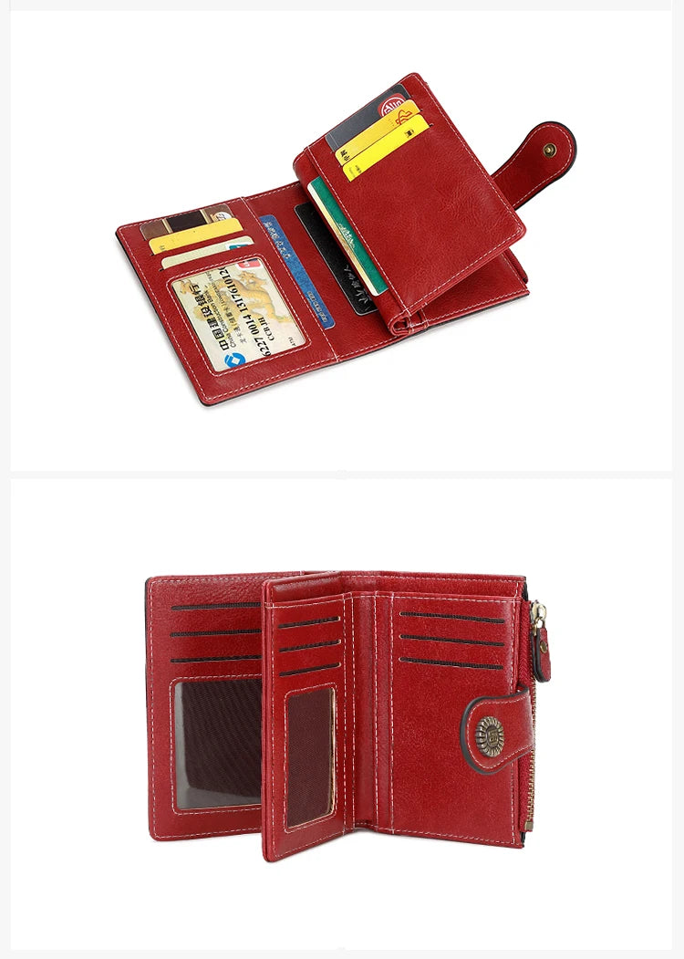 Fashionable Women’s Retro Short Wallet – PU Leather Multifunctional Handbag with Large Capacity, Multi-Card Slot & Coin Pocket