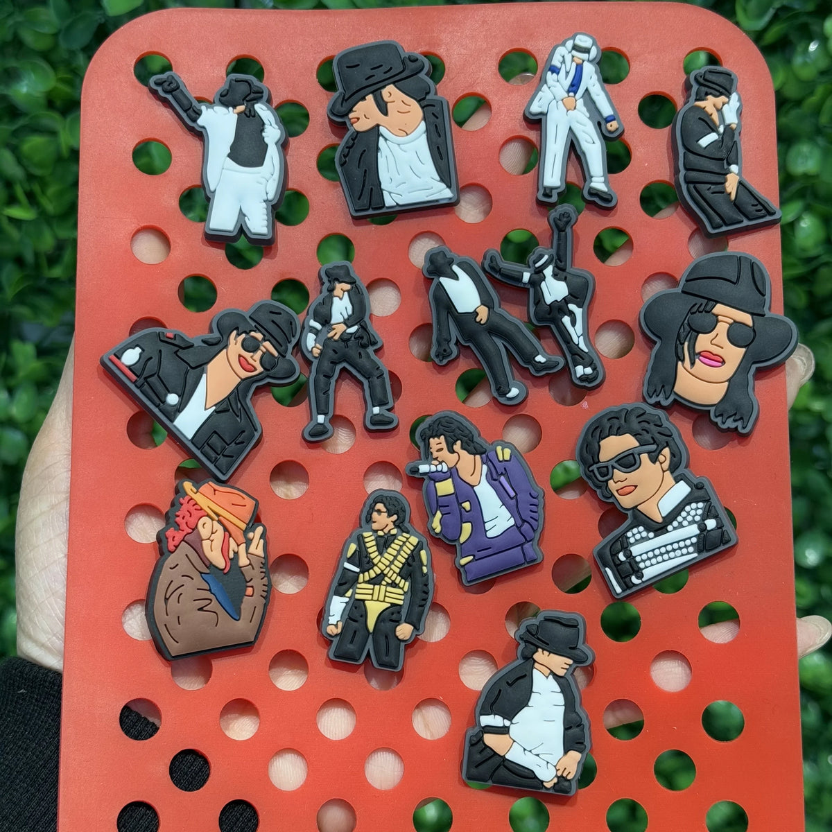 14-Piece Famous Singer Shoe Charms - PVC Moonwalk Dance Decorations for Sandals, Clogs & Holiday Gifts