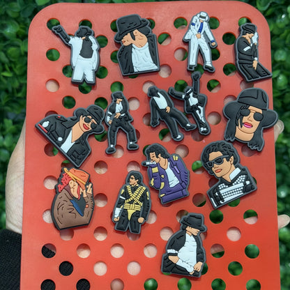 14-Piece Famous Singer Shoe Charms - PVC Moonwalk Dance Decorations for Sandals, Clogs & Holiday Gifts