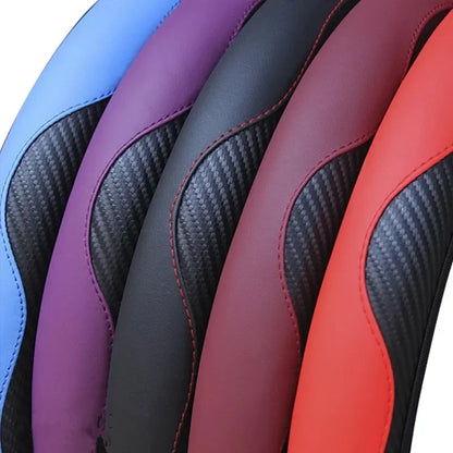 PU Leather Car Steering Wheel Cover — Breathable, Anti-Slip, 37-38cm Universal Car Accessory